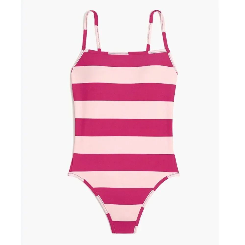J Crew Factory Rugby Stripe Square-Neck One-Piece Swimsuit – Size M - NWT